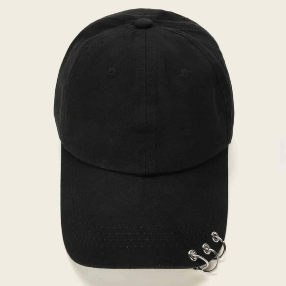 Black Baseball Cap with Rings - Picture 3 of 5